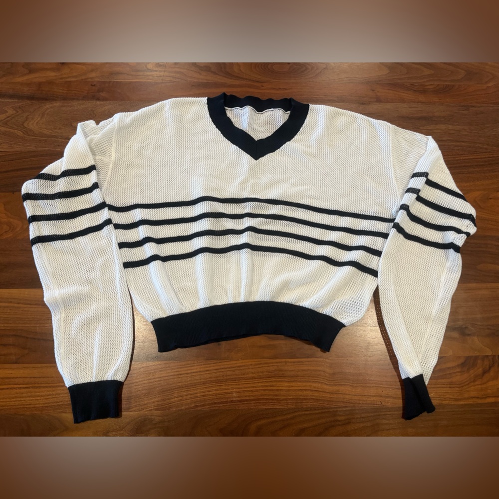 Mono B Black and White Striped sweater